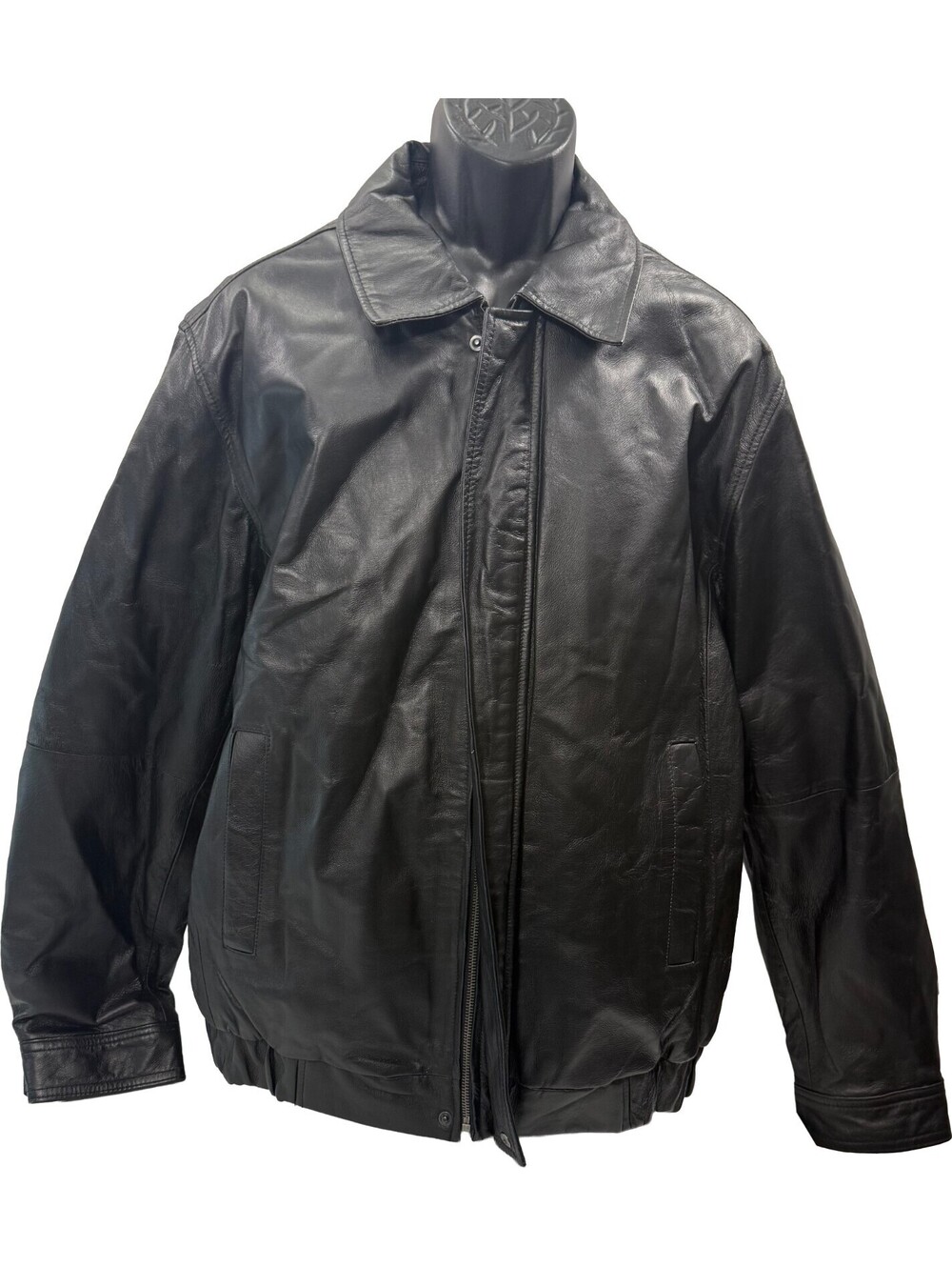 Covington Genuine Leather Classic Jacket Mens Large Bomber Moto Biker Motorcycle